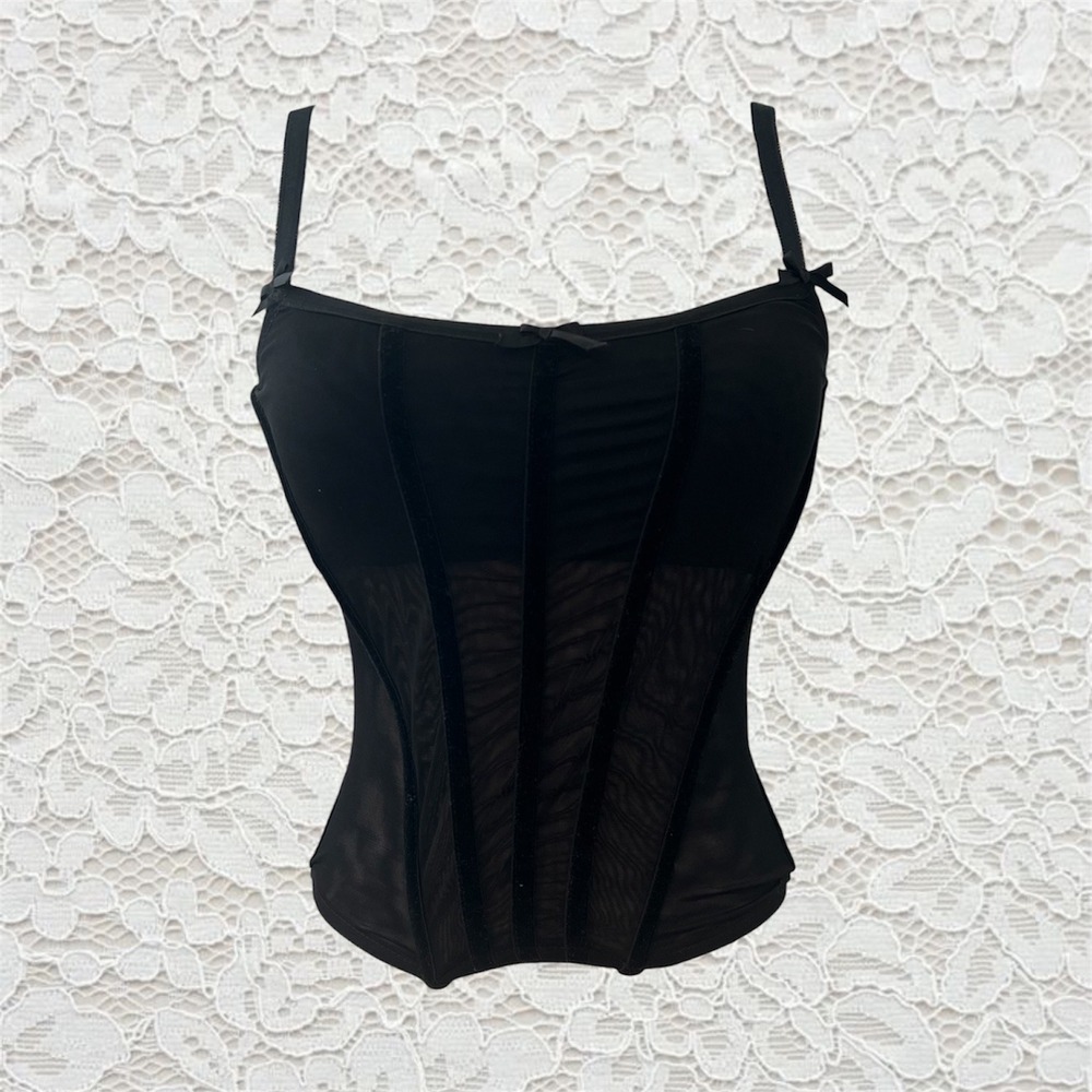unif deadstock "device" corset with velvet and bow‎ detailing